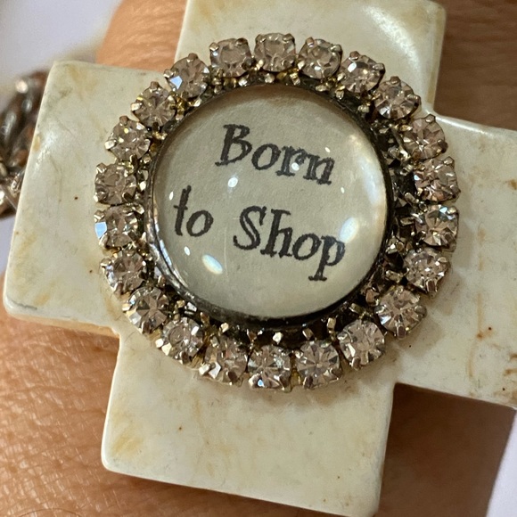 “Born to Shop” bracelet vintage bracelet cross - Picture 3 of 16